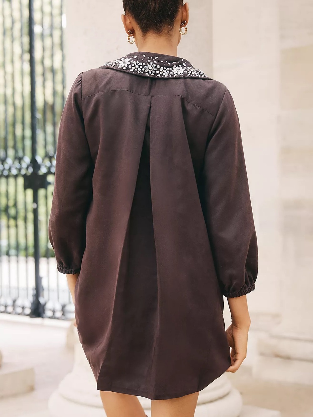 Anthropologie TAKE Faux-Suede Embellished Mini Dress - Picture 5 of 6